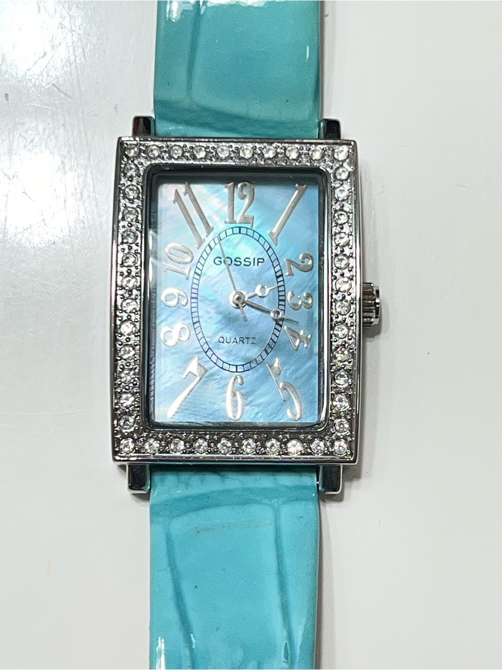 Vintage Gossip Light Blue/Teal Quartz wristwatch- New Battery